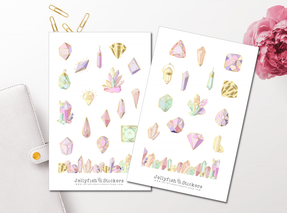 Pastell Kristalle Sticker Set
